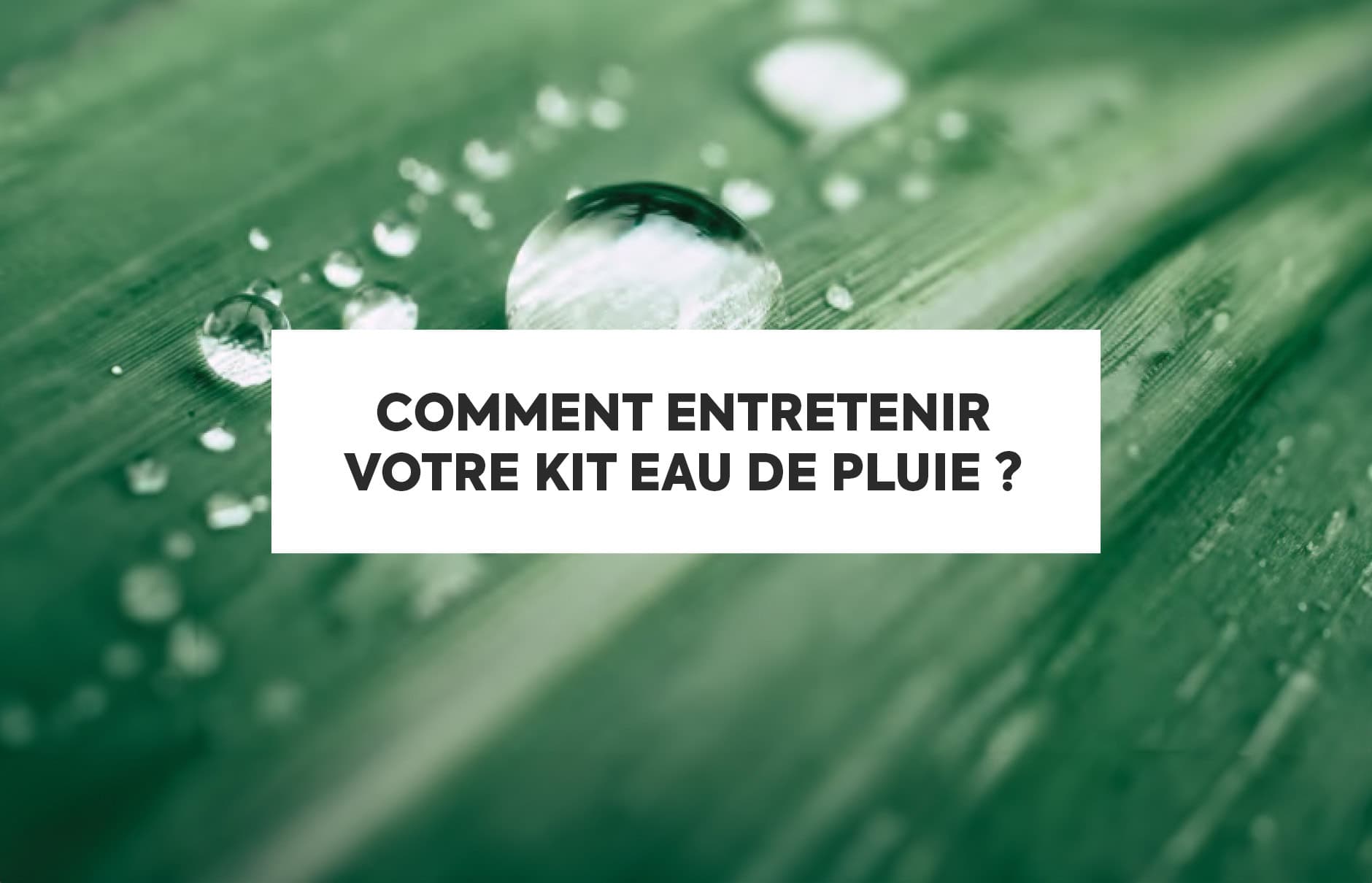 Comment entretenir votre kit eau de pluie ?